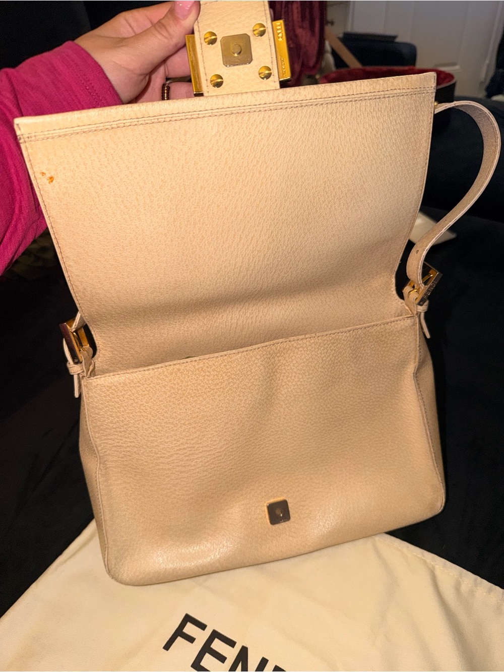 AUTHENTIC RARE FENDI CALFSKIN MAMMA FOREVER BAGUETTE CREAM - Picture 7 of 17